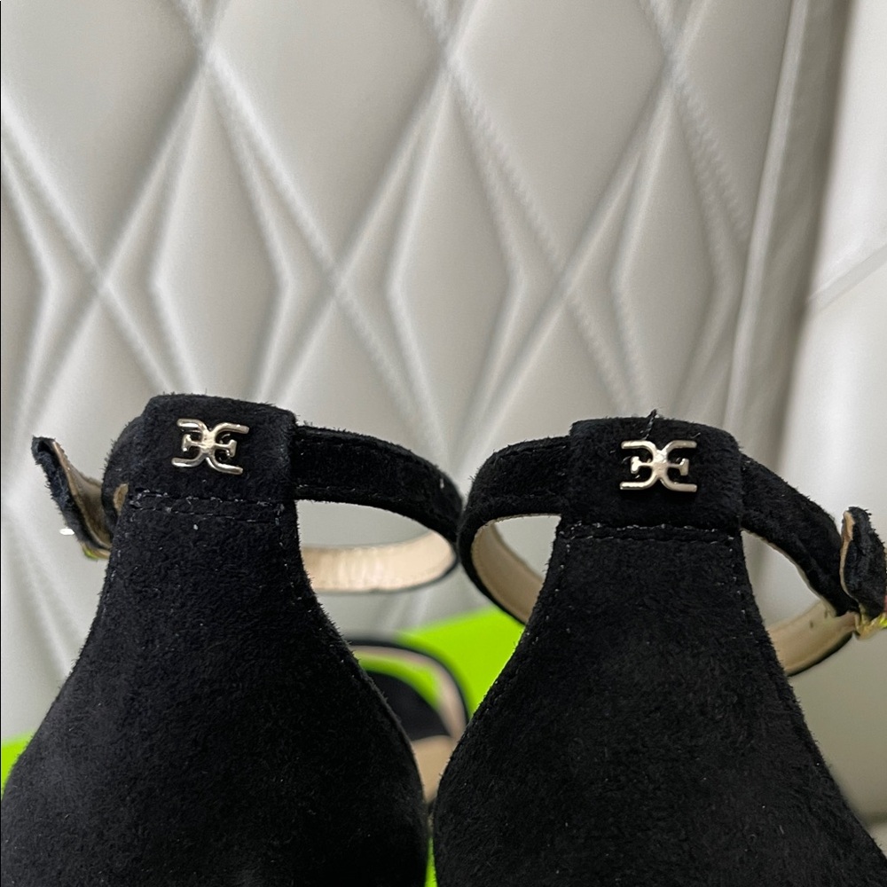 Sam Edelman Robyn Black Suede Ankle-Strap Block Heels - Picture 6 of 9